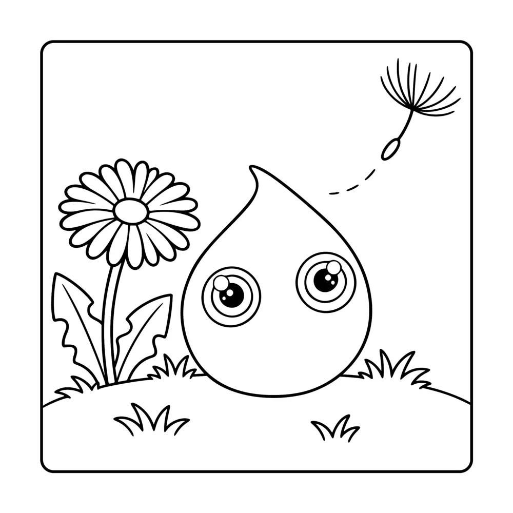 Sample page featuring Robin and a dandelion